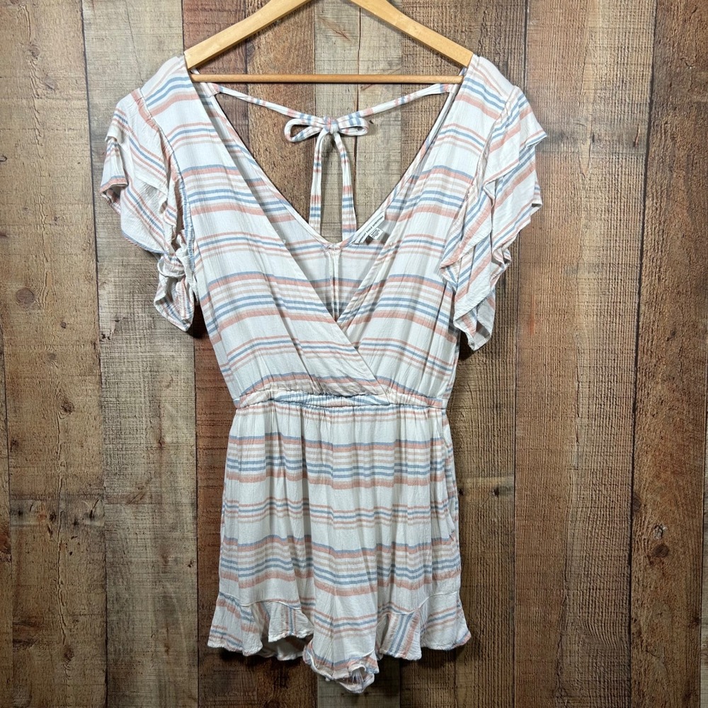 American Eagle Outfitters Striped Shorts Romper Womens Small Coastal Vacation